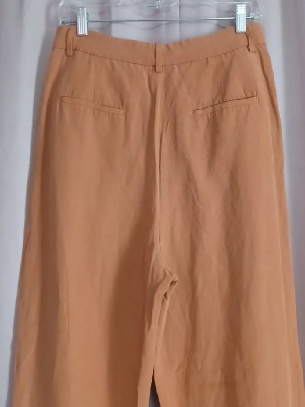 Zara Linen Blend Camel High-Waisted Pleated Front Tapered Trousers Women's M